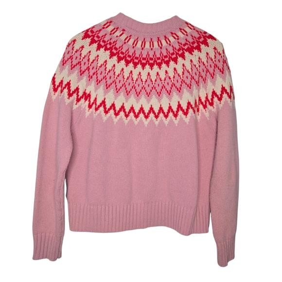 Boden Womens Pink Alpaca Wool Blend Chunky Knit Fair Isle Cardigan 12 - Picture 2 of 8